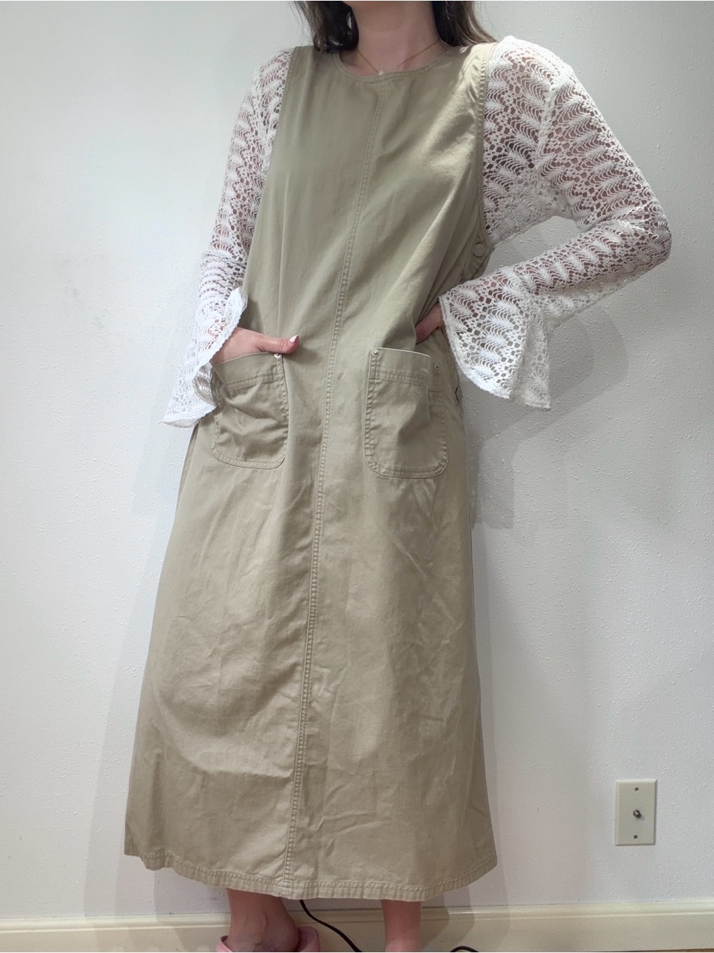 Vintage Sand/Khaki Overall Dress